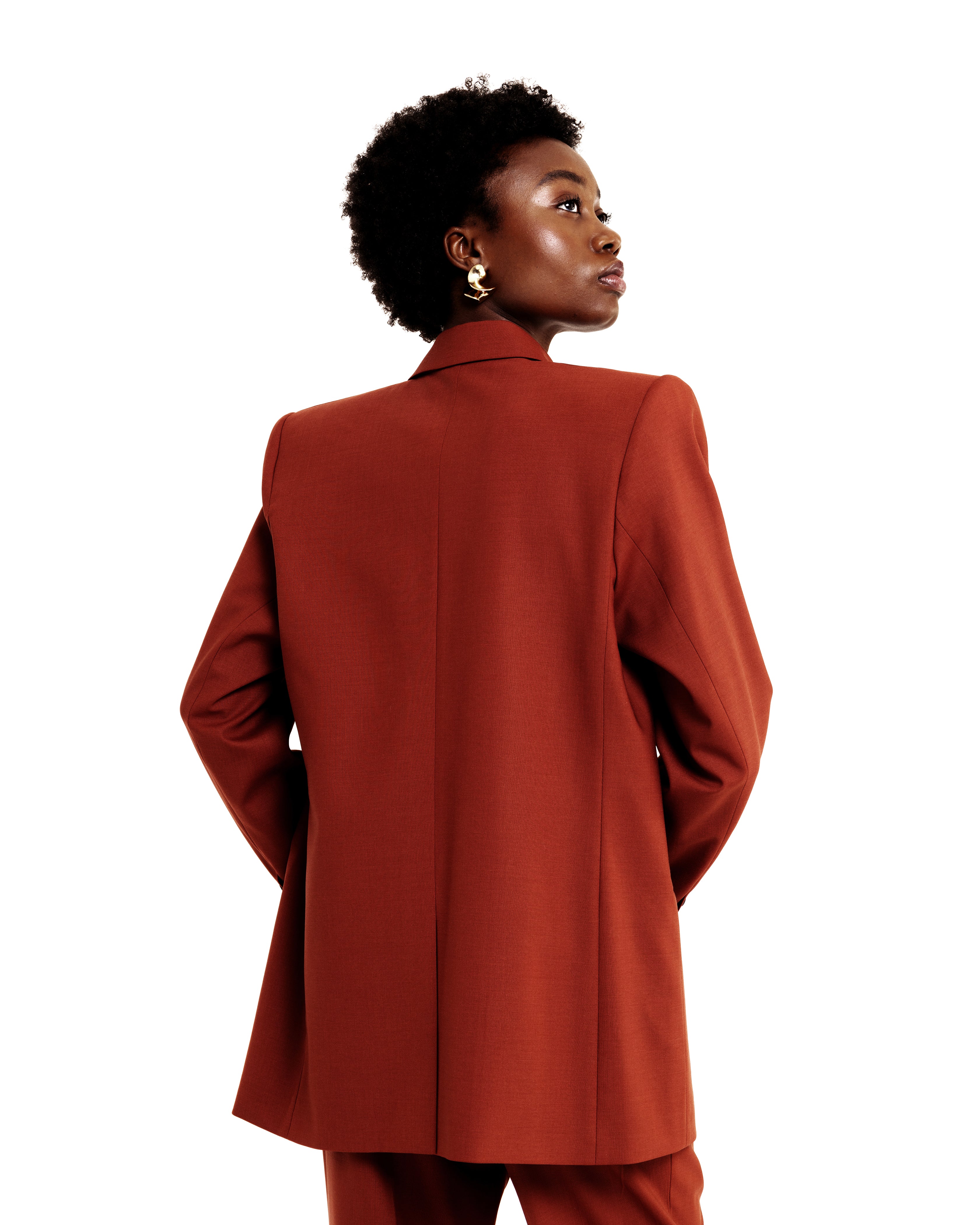 WOOL MODULAR BLAZER IN TERRACOTTA