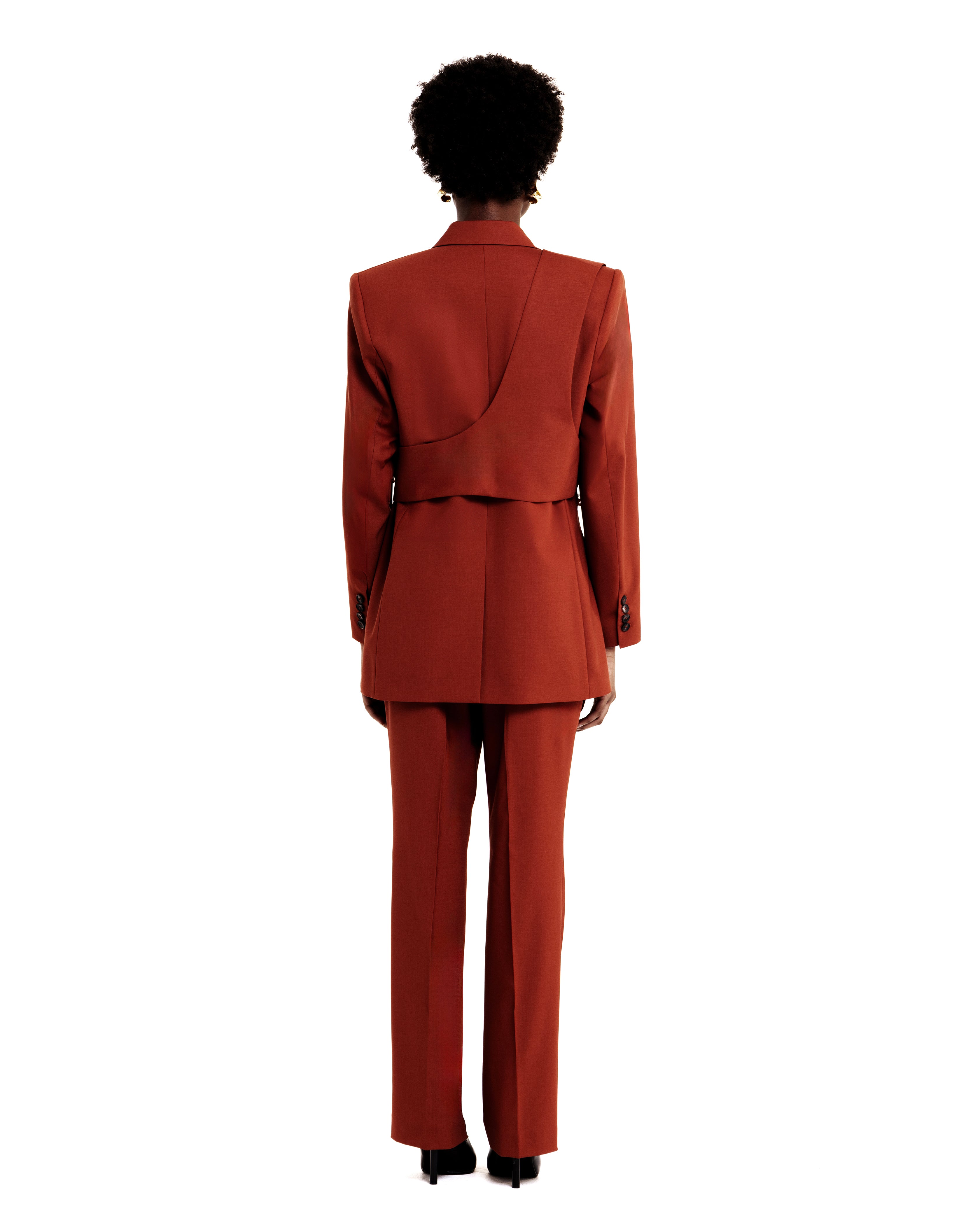 WOOL MODULAR BLAZER IN TERRACOTTA